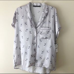 Zara Silver Pajama Top